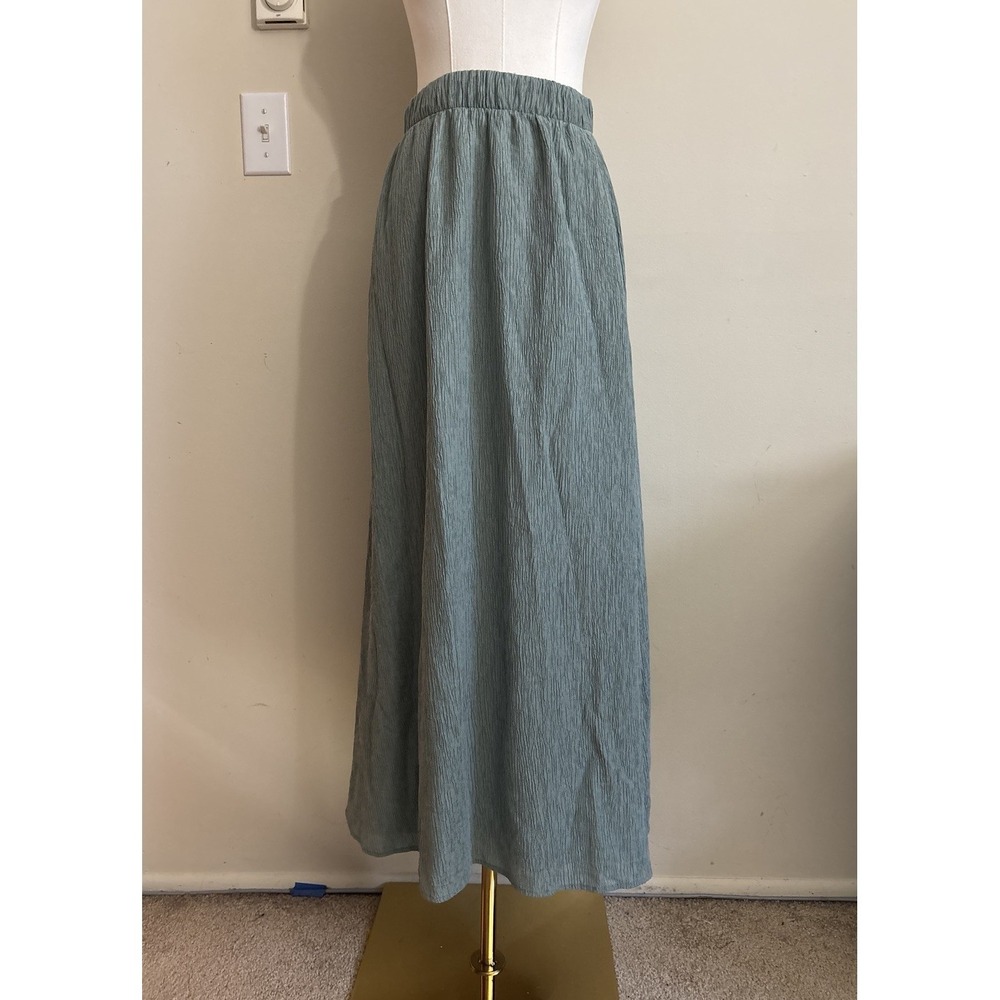 Abercrombie & Fitch Crinkle Flowy Maxi Skirt XS Small Green Stretch Boho Hippie